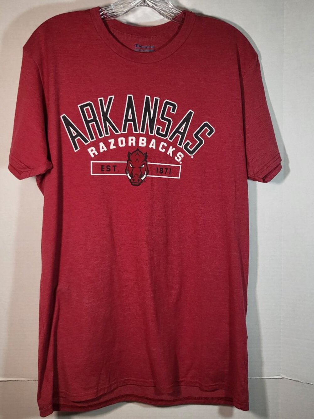 Champion Woman's Arkansas Razorback Short Sleeve T Shirt Size Large Red